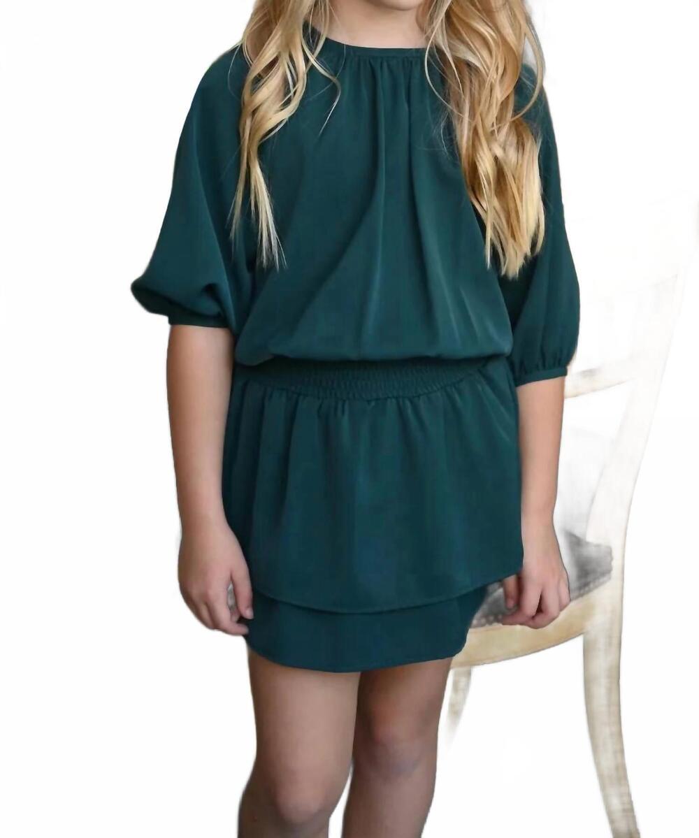 NEW PLEAT rory dress in dark green